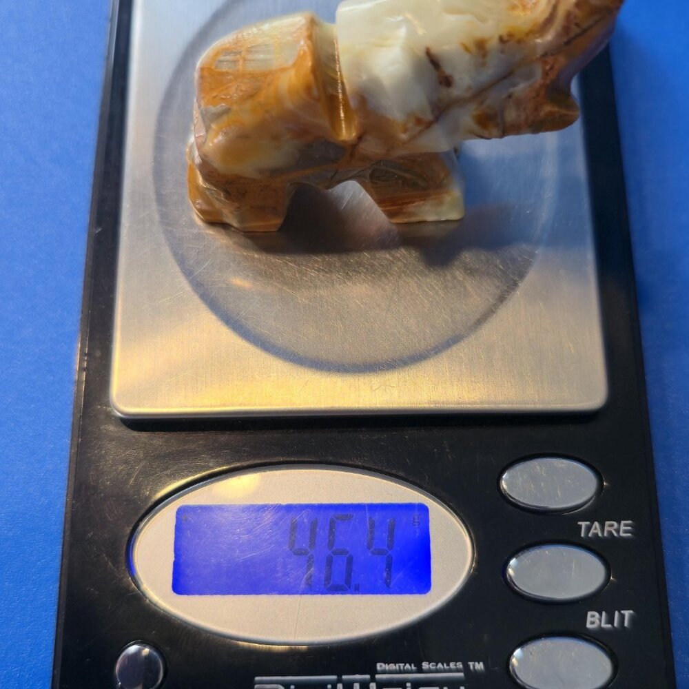 Banded Calcite Stone Elephant Business Card Holder B1032 - Picture 9 of 9